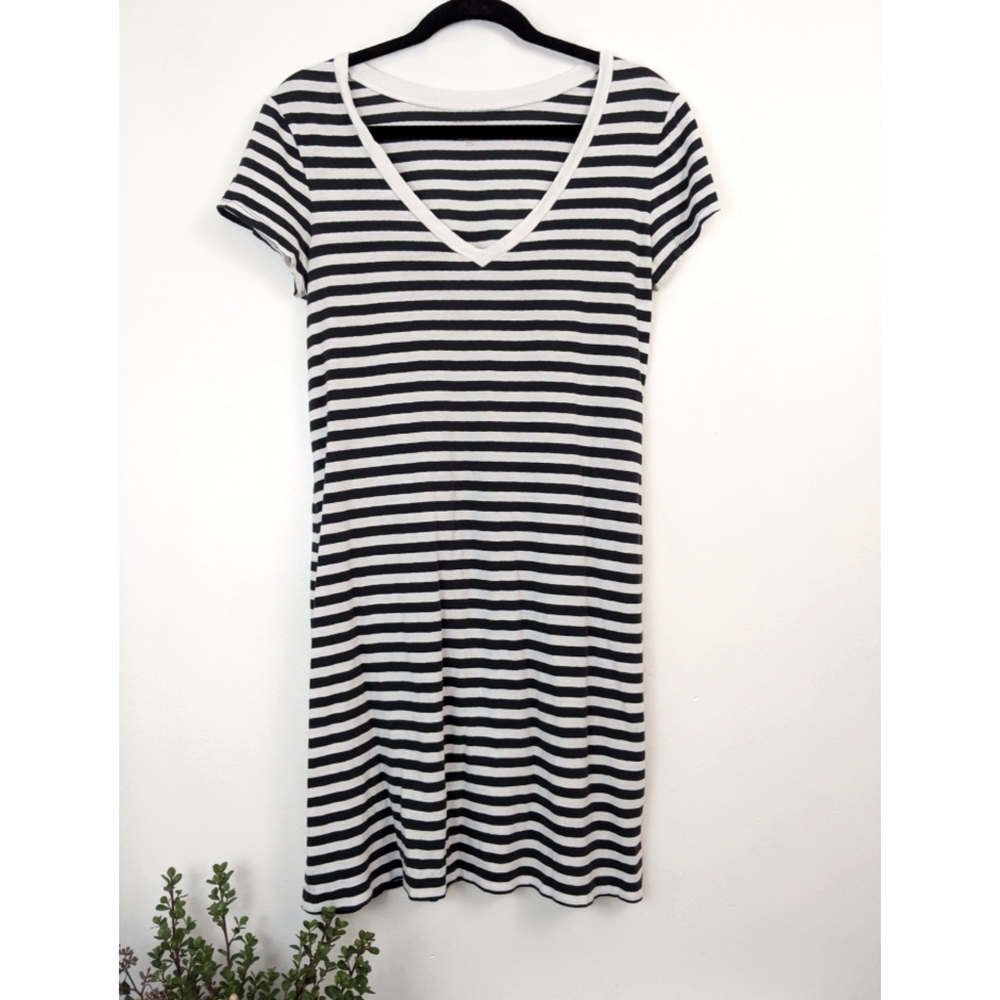 Banana Republic Striped V-Neck T-Shirt Dress